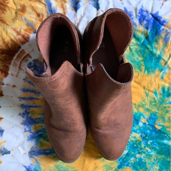 JUST FAB faux suede leather brown ankle boots - Picture 4 of 10